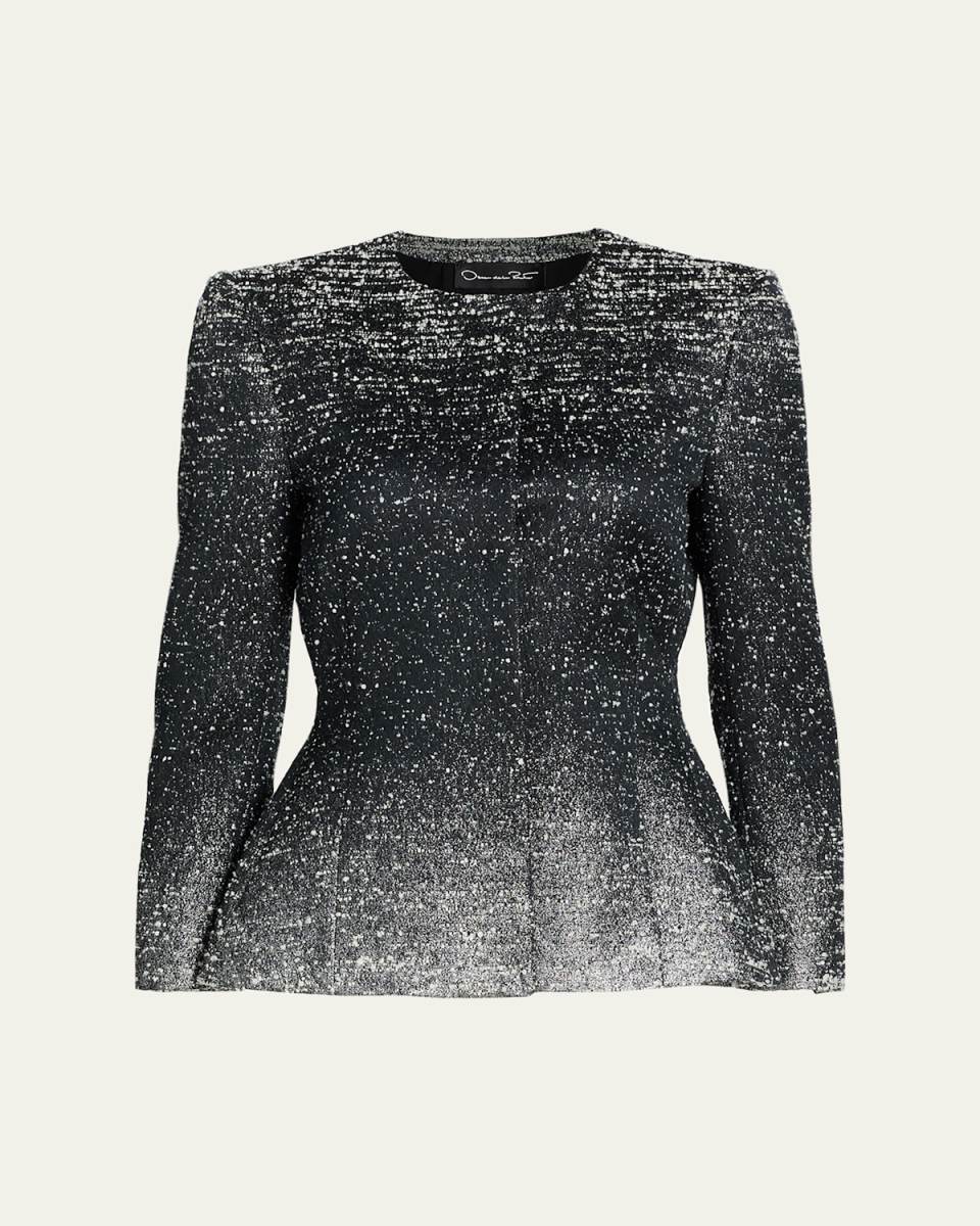Ombre Metallic Boucle Jacquard Single-Breasted Jacket